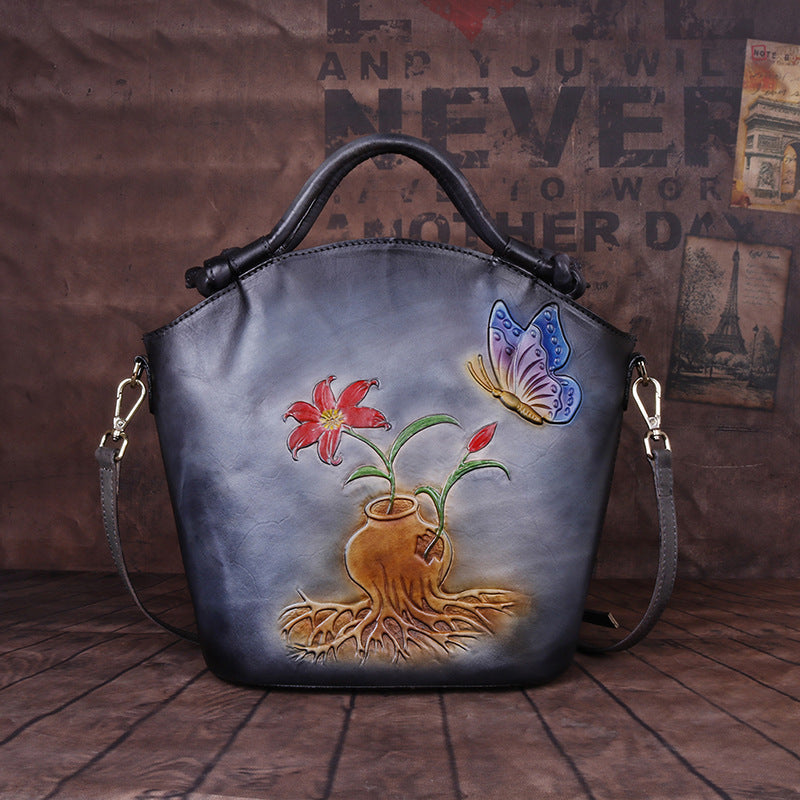Hand Painted One Shoulder Straddle Bucket Bag photo 2