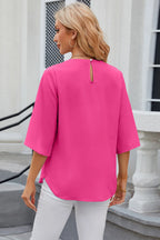 Round Neck Slit Half Sleeve Top (16)