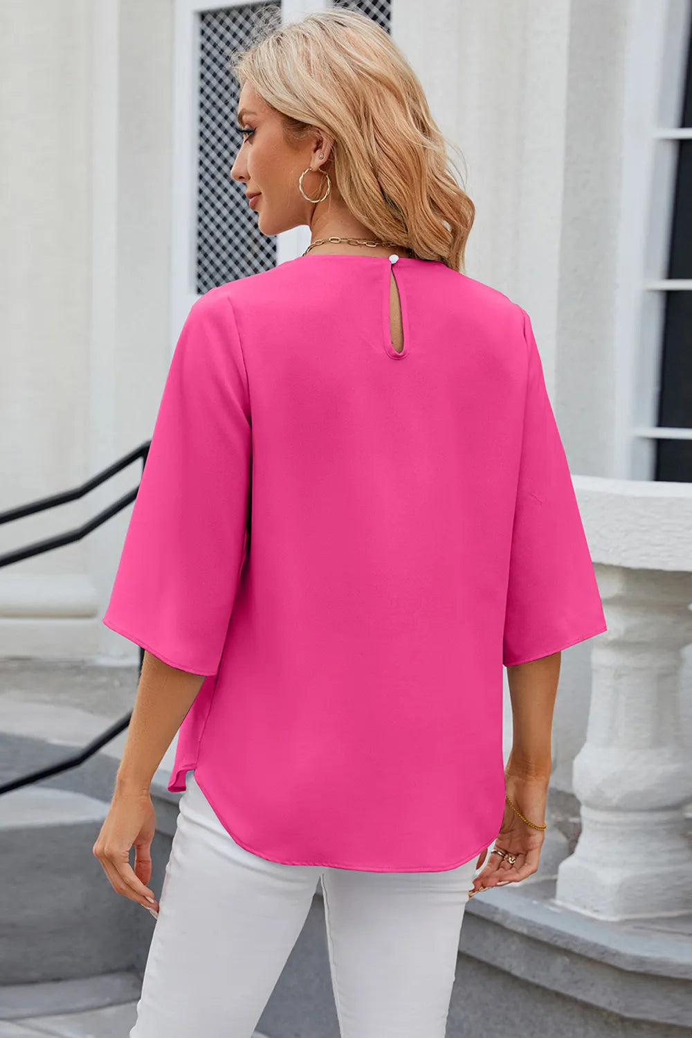 Round Neck Slit Half Sleeve Top (16)