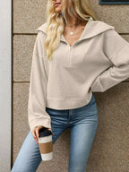 Half-zip Dropped Shoulder Sweatshirt (5)