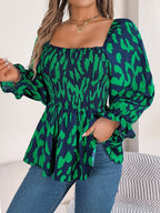 Square Neck Flounce Sleeve Blouse (15)