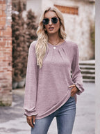 Round Neck Long Sleeve Casual T-shirt (24)