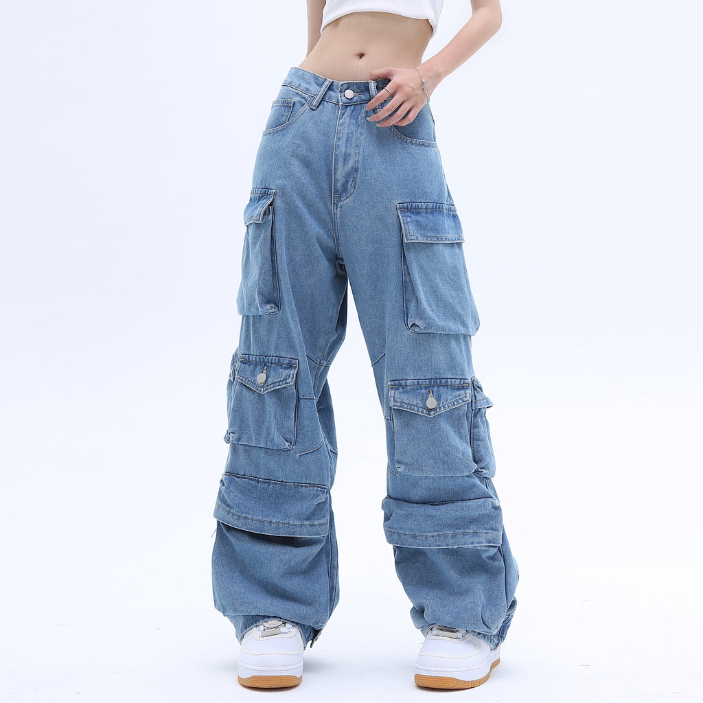 American High Street Multi-pocket Washed Baggy Jeans variant CJNZ168764001AZ|CJNZ168764002BY|CJNZ168764003CX|CJNZ168764004DW|CJNZ168764005EV