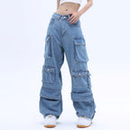 American High Street Multi-pocket Washed Baggy Jeans variant CJNZ168764001AZ|CJNZ168764002BY|CJNZ168764003CX|CJNZ168764004DW|CJNZ168764005EV