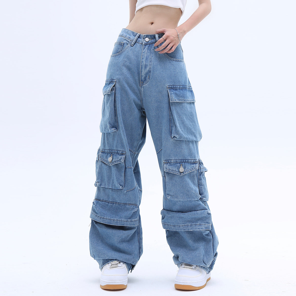 American High Street Multi-pocket Washed Baggy Jeans variant CJNZ168764001AZ|CJNZ168764002BY|CJNZ168764003CX|CJNZ168764004DW|CJNZ168764005EV