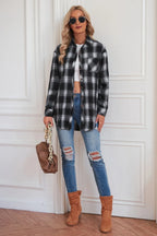Plaid Button Up Dropped Shoulder Outerwear (10)