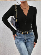Ribbed Knit Button Front Top (15)