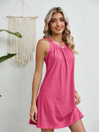 Eyelet Round Neck Sleeveless Dress (4)