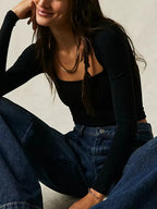 Square Neck Long Sleeve T-shirt (6)