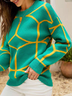 Geometric Pattern Crew Neck Sweater (6)