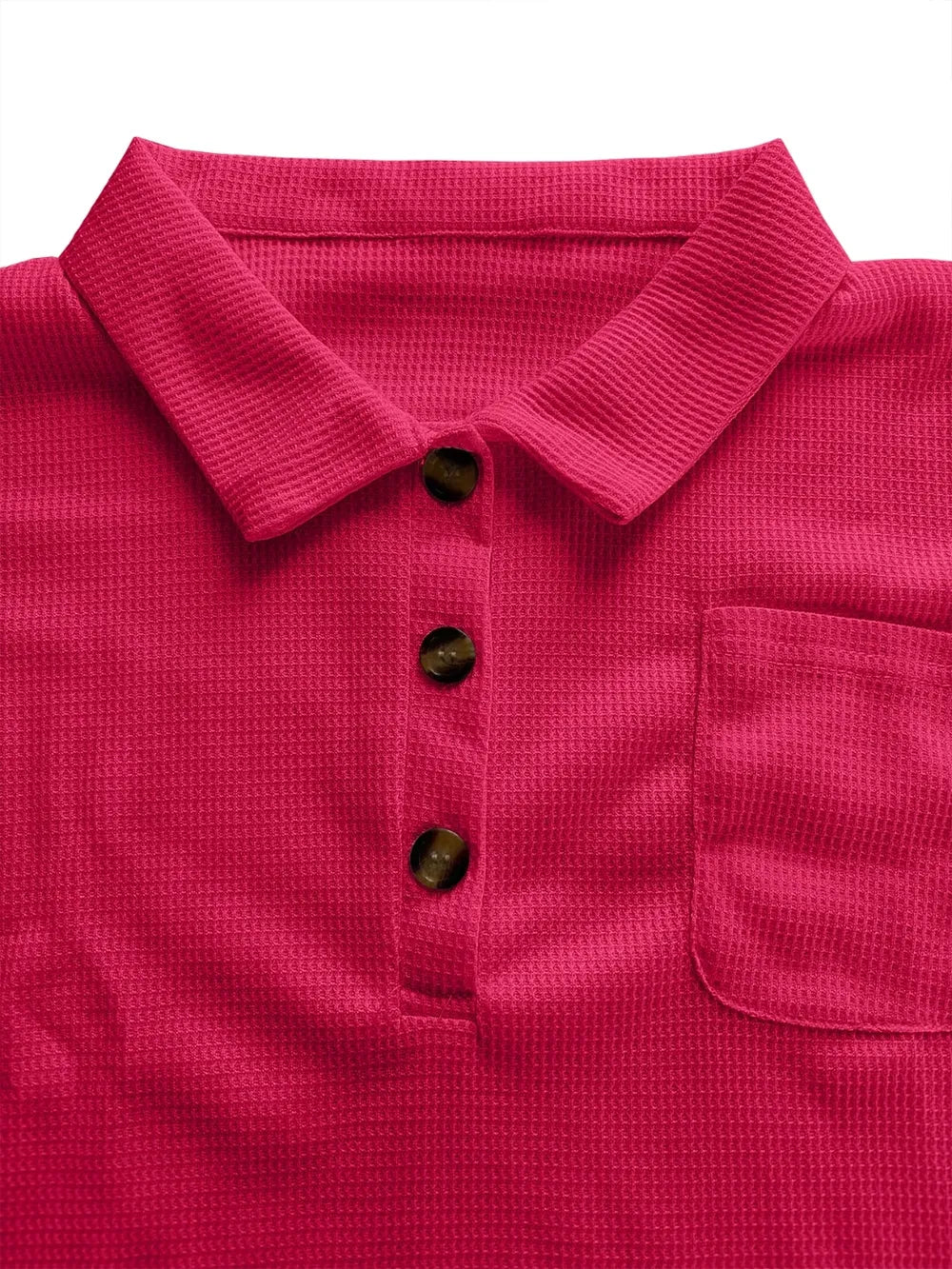 Waffle-knit Short Sleeve Polo Shirt (6)