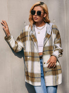 Plaid Dropped Shoulder Hooded Jacket (3)