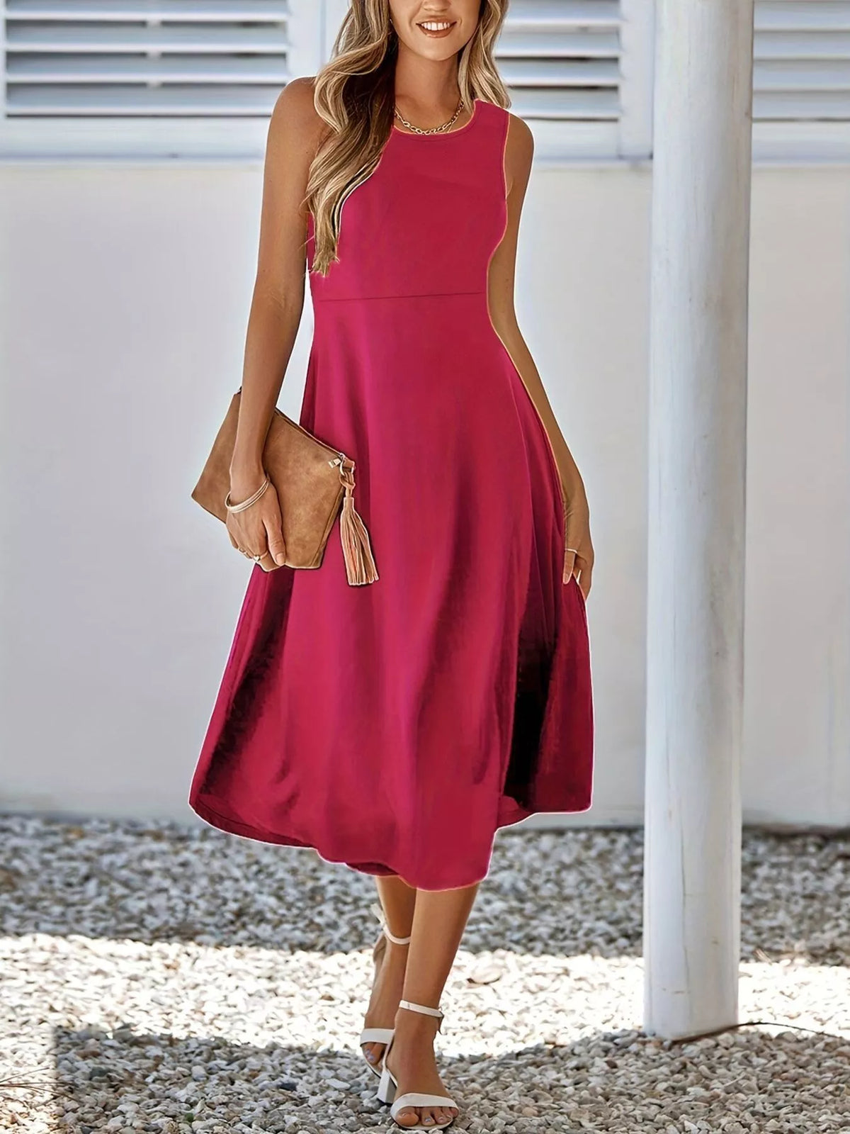 Sleeveless A-line Midi Dress (11)