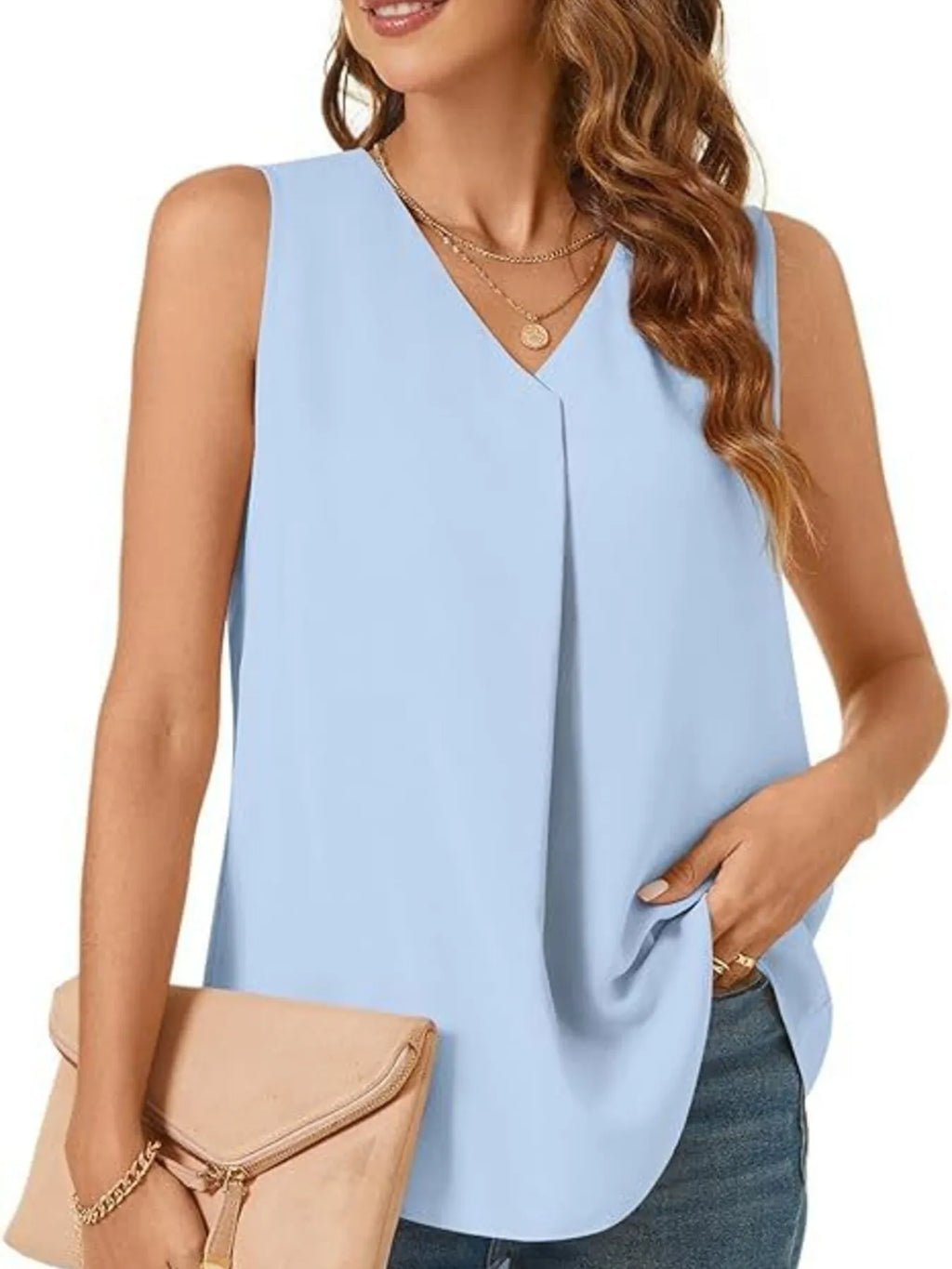 Full Size V-neck Sleeveless Tank Top Plus (7)