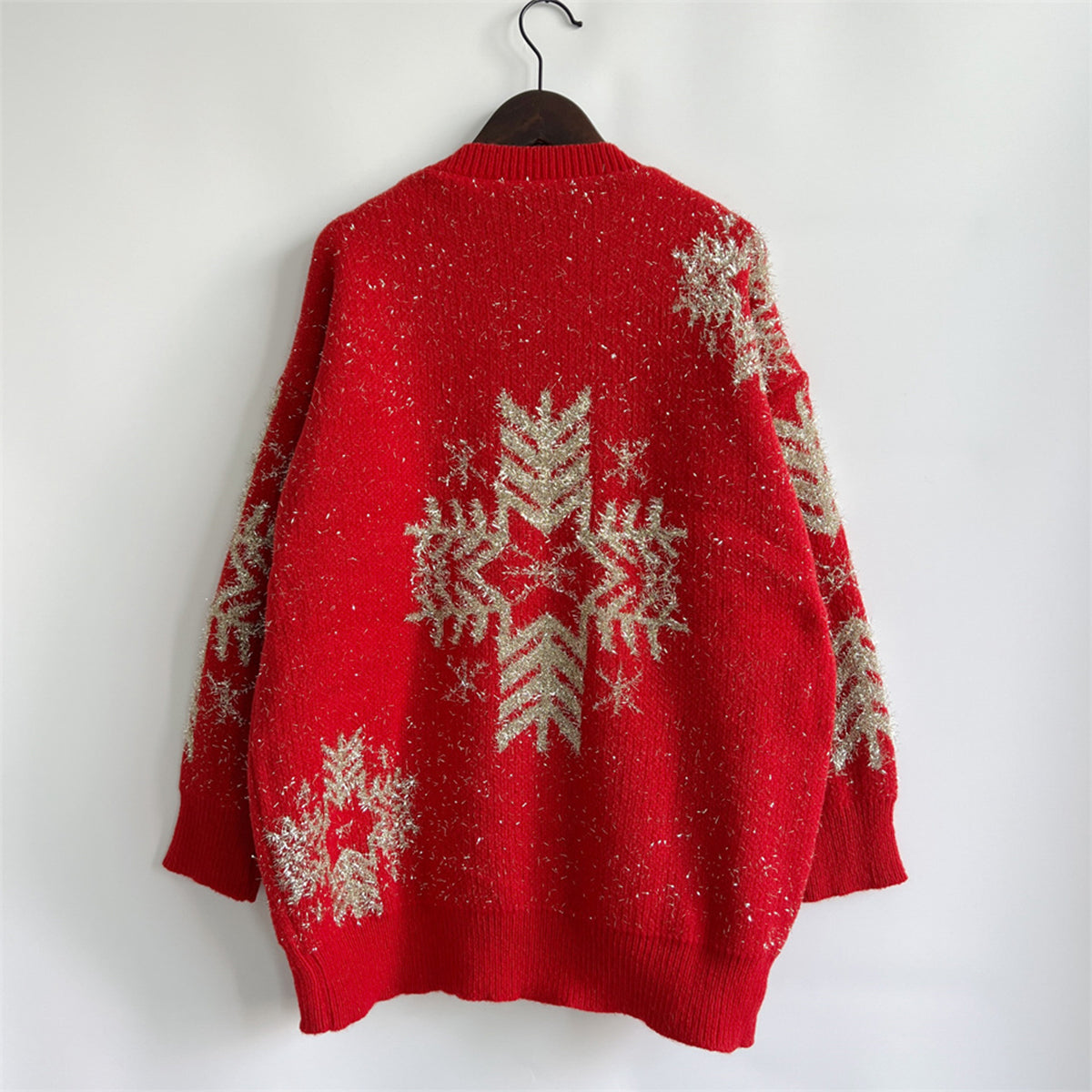 Snowflake Pattern Long Sleeve Sweater (5)