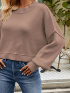 Round Neck Dropped Shoulder Sweater (15)