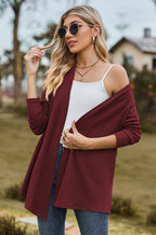 Textured Open Front Long Sleeve Cardigan (3)