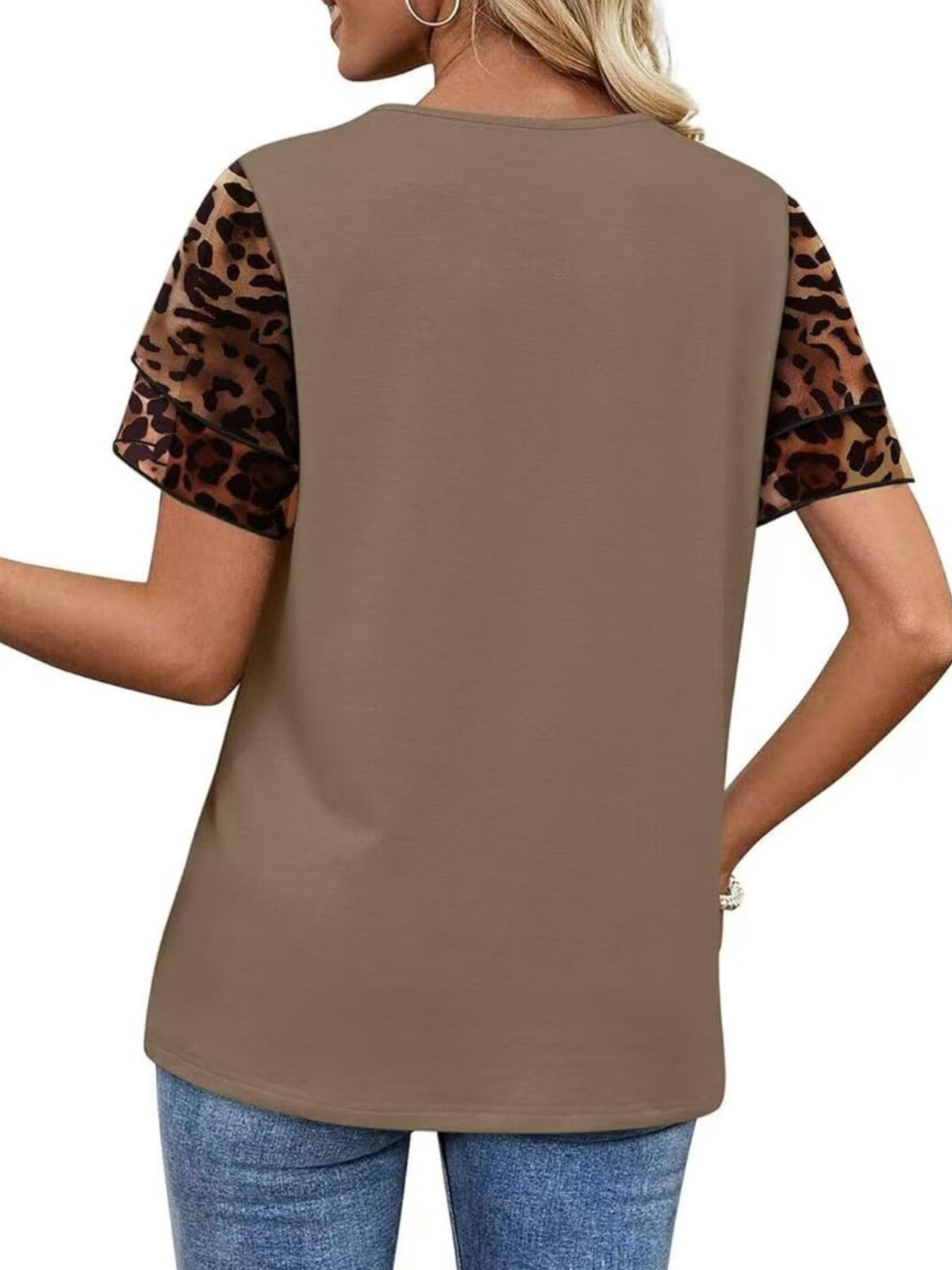 Layered Short Sleeve Round Neck T-shirt (16)