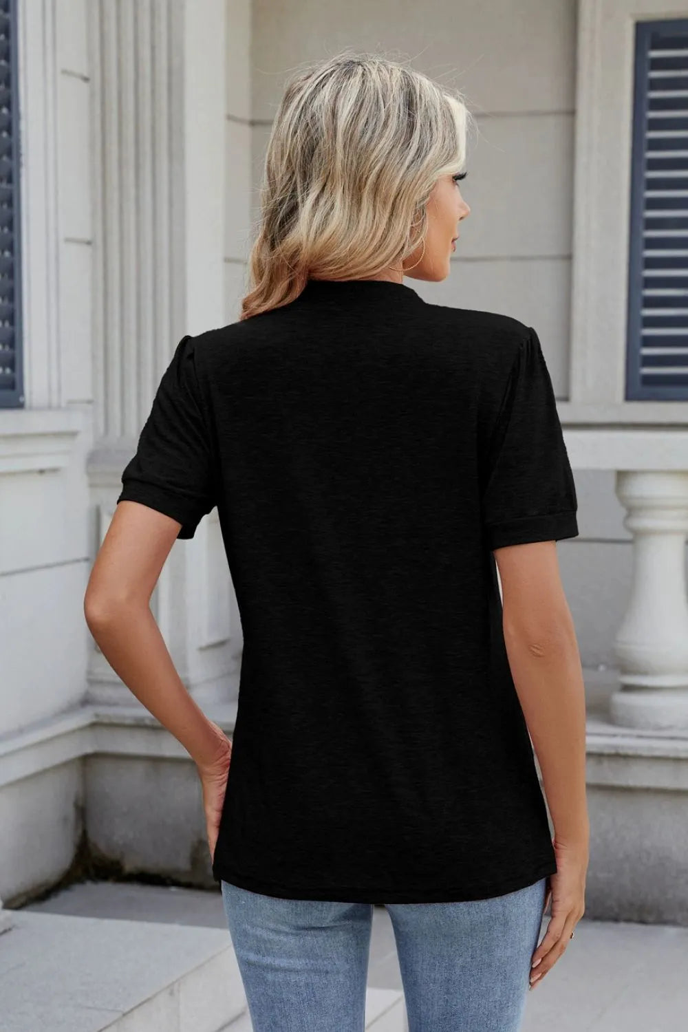Notched Short Sleeve Top (10)
