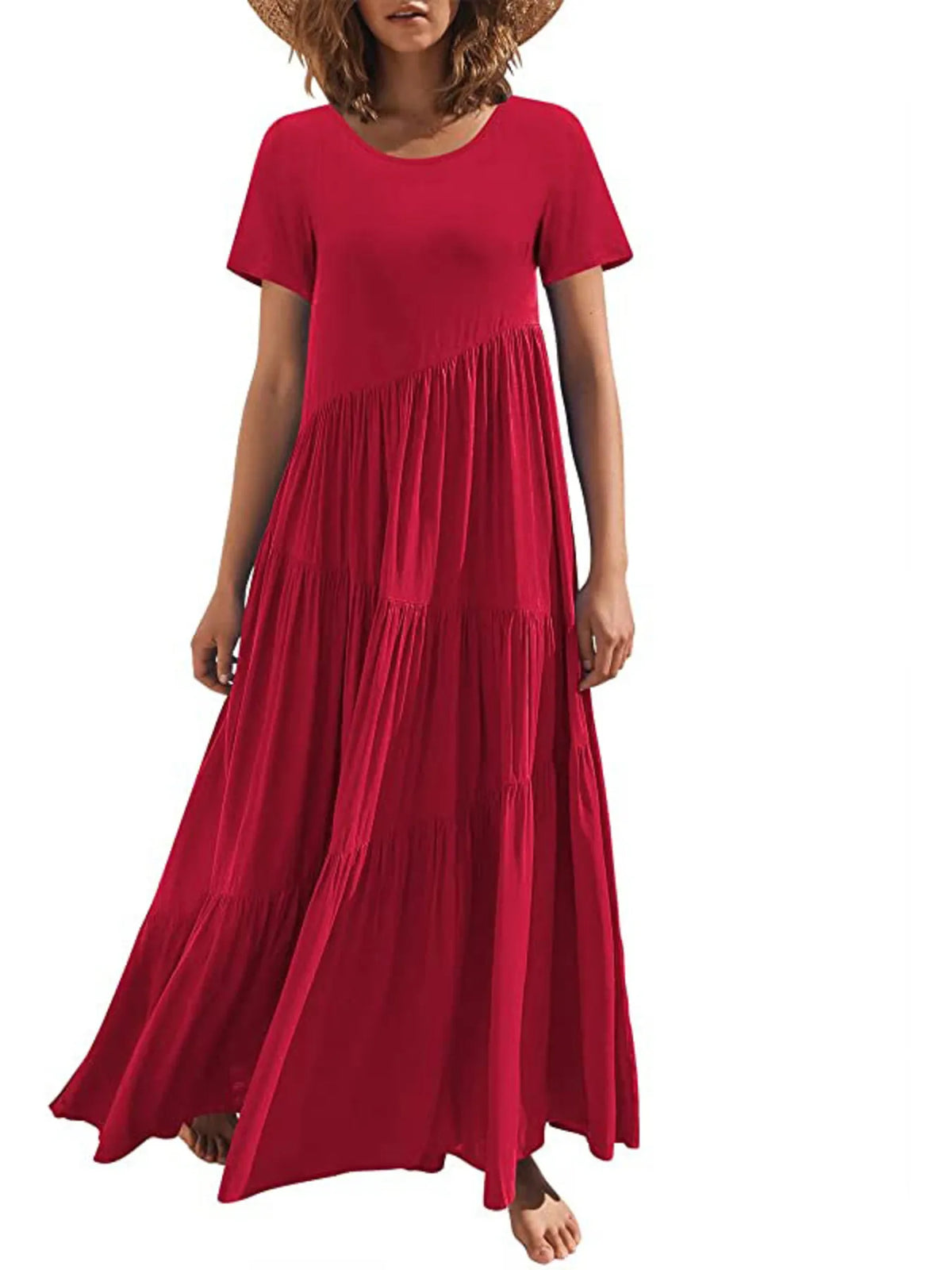 Round Neck Tiered Ruffle Maxi Dress (3)