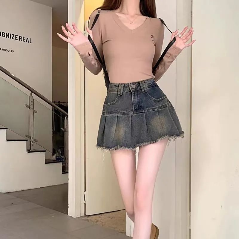 American Retro Pleated Skirt Exposure-proof photo 2
