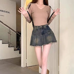 American Retro Pleated Skirt Exposure-proof photo 2