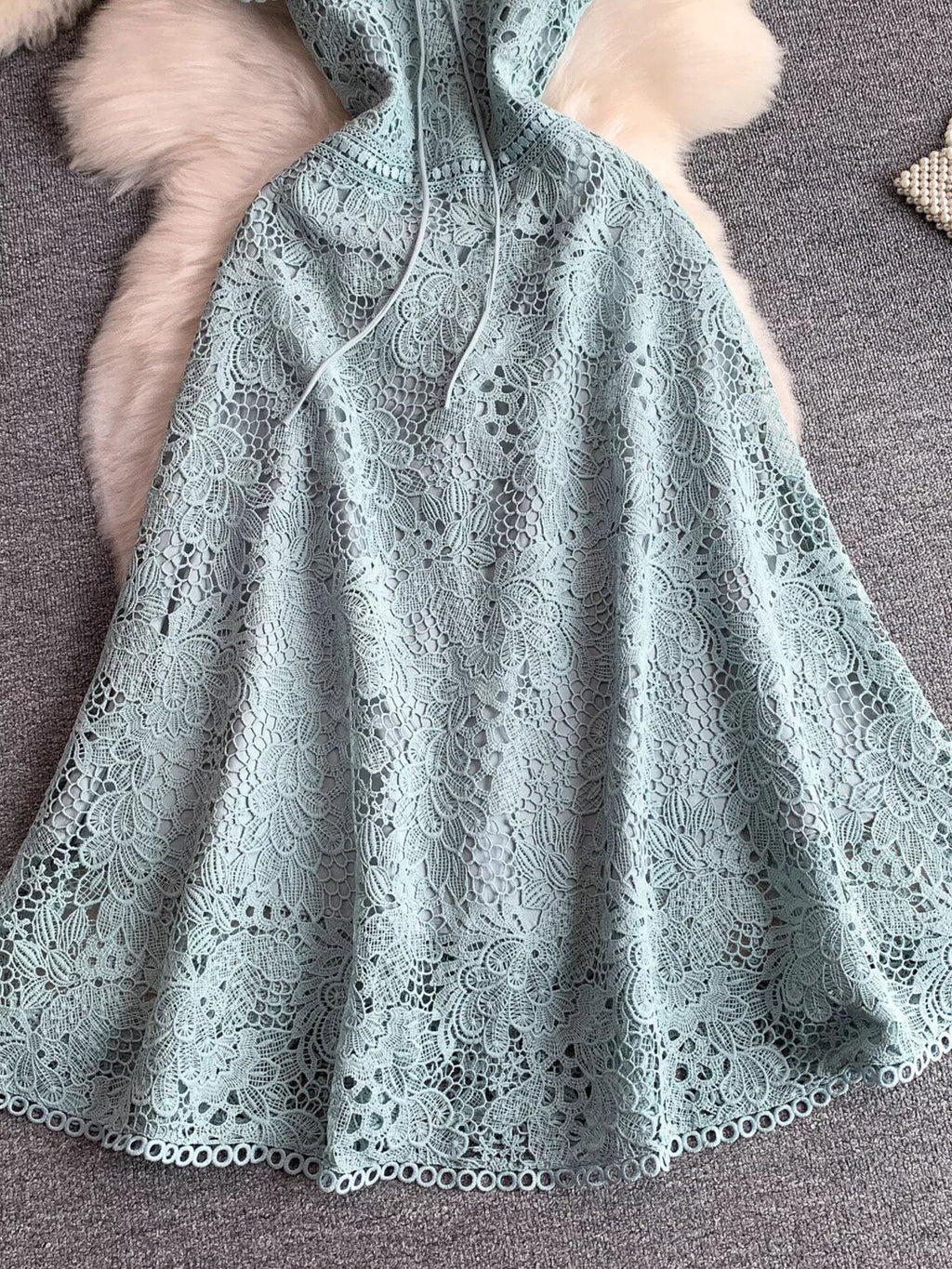 Lace Sleeveless A-line Dress (19)