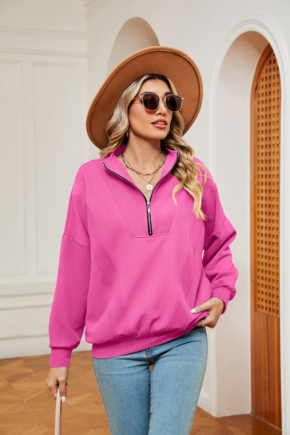 Half-zip Dropped Shoulder Sweatshirt (18)