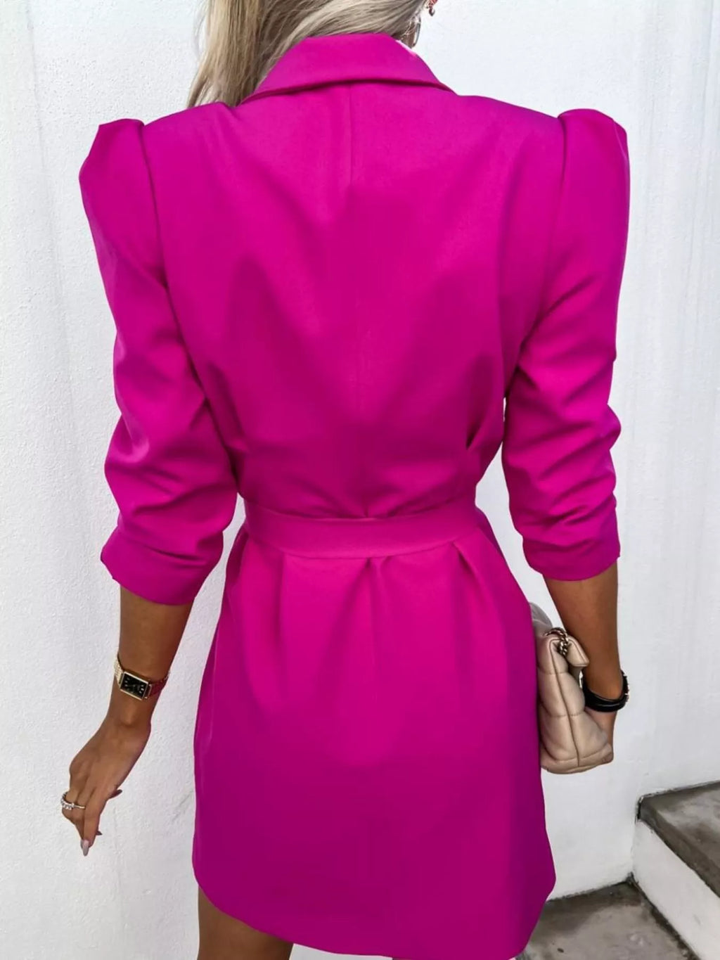 3/4 Sleeve Belted Blazer Dress (12)