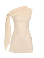 One-shoulder Bowknot Mini Dress (4)