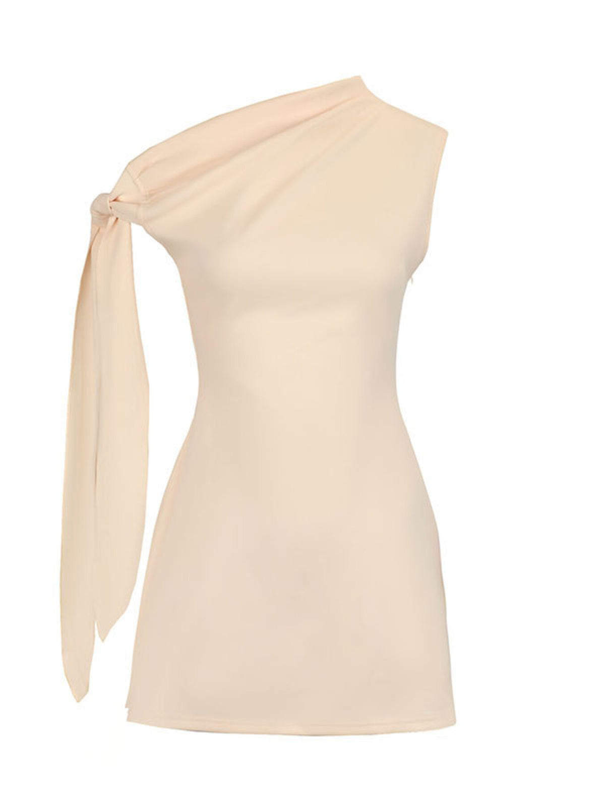 One-shoulder Bowknot Mini Dress (4)