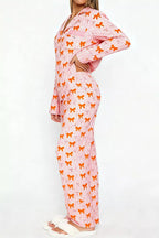 Bow Print Top Wide Leg Pants Lounge Set (2)