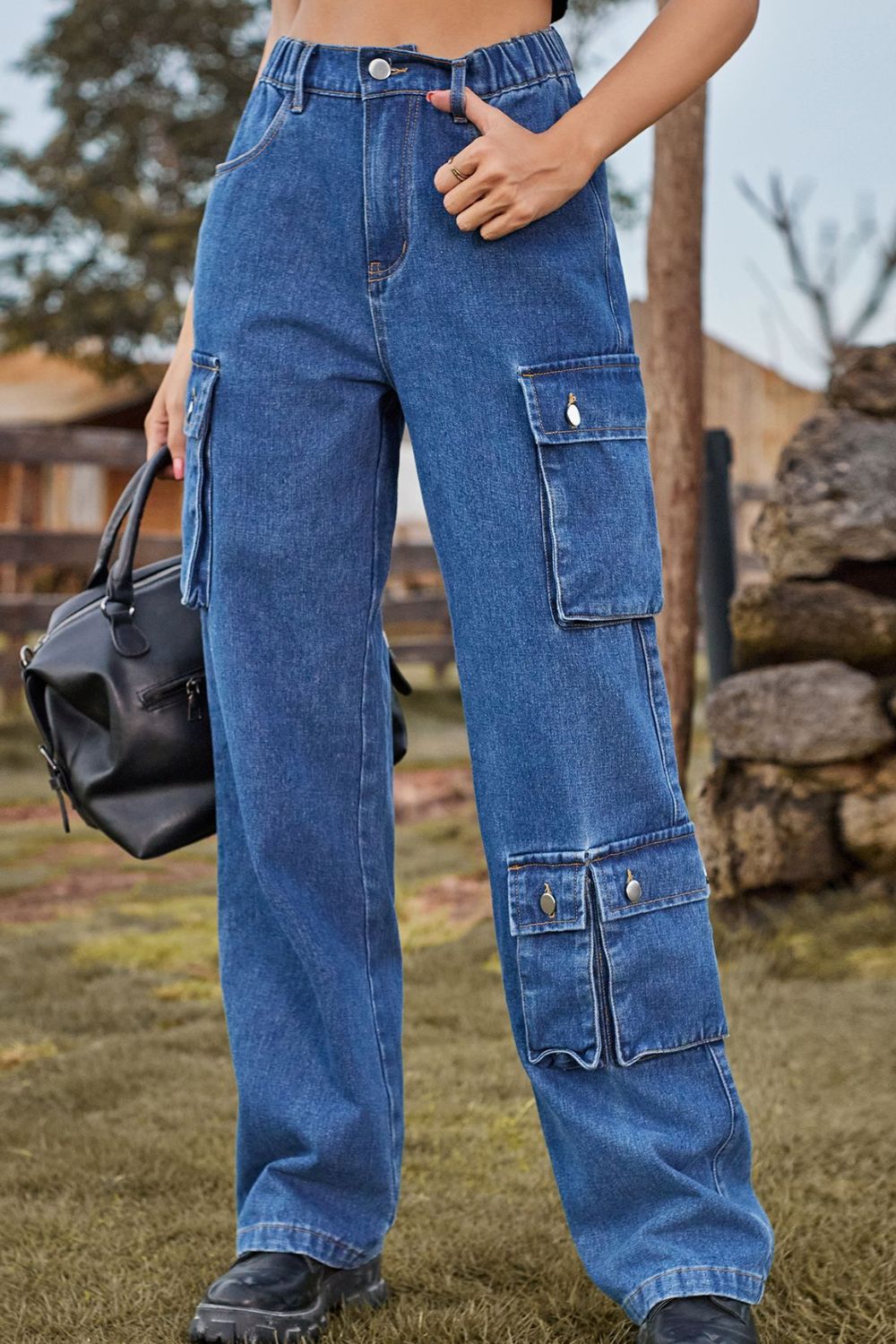 Loose Fit Long Jeans Pockets