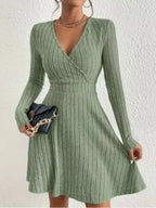Ribbed Knit Wrap Mini Dress (19)