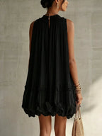 Pleated Mock Neck Sleeveless Mini Dress (8)