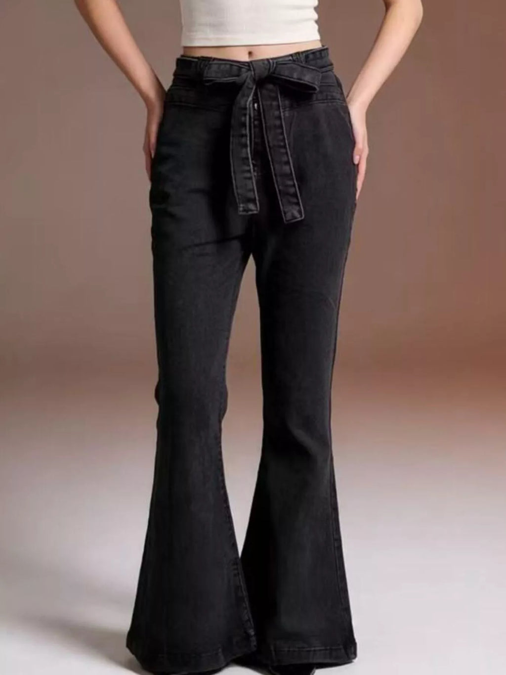 Bow-tie High-waisted Flare Jeans (9)