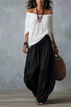 Full Size Off-shoulder Top Wide-leg Pants Set Plus (4)