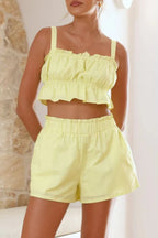 Ruffled Square Neck Cami Shorts Set (18)