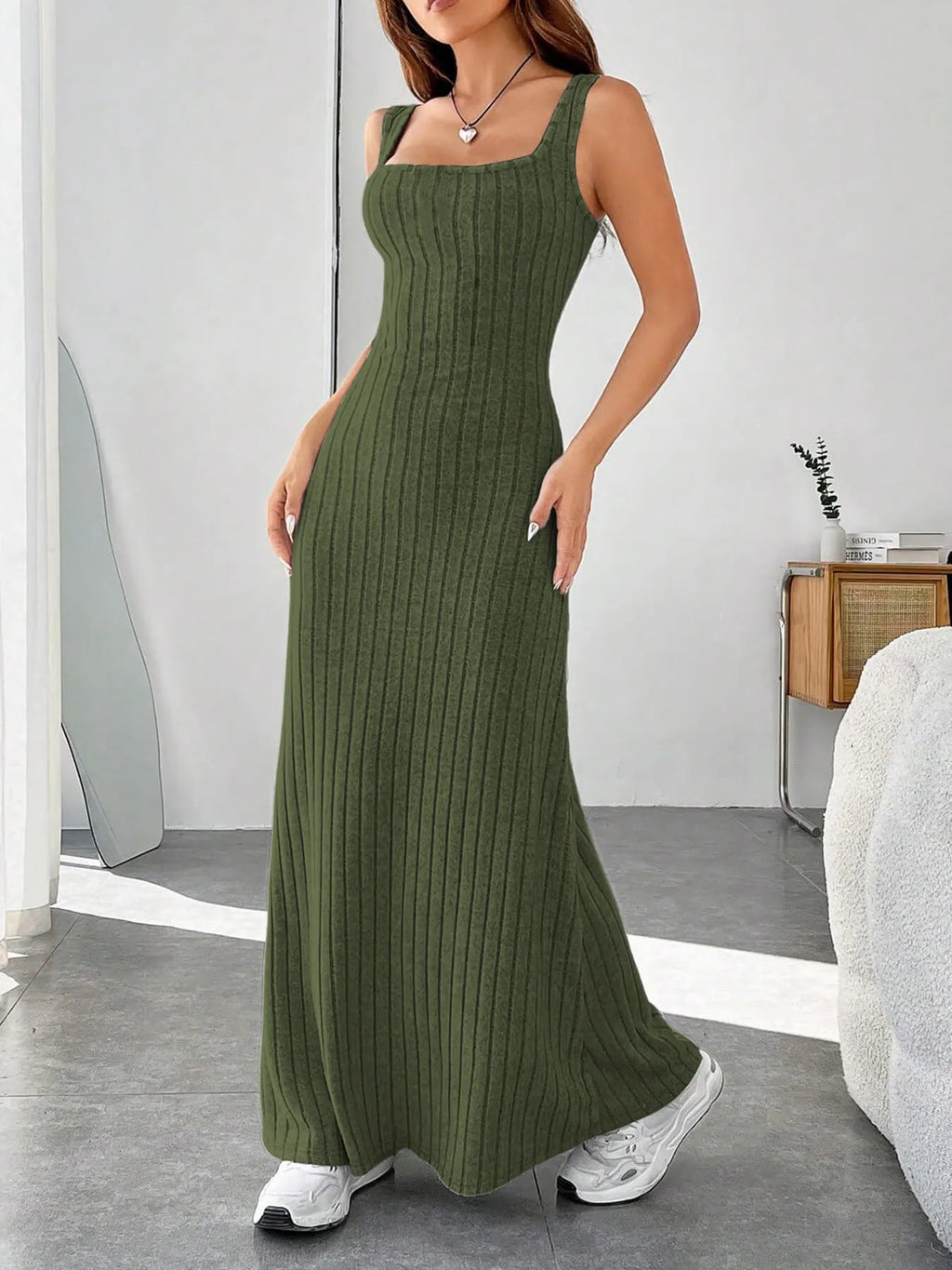 Ribbed Knit Square Neck Sleeveless Maxi Dress (14)