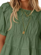 Ruched Tiered Puff Sleeve Blouse (26)