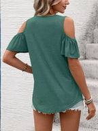 Cold Shoulder V-neck T-shirt (19)