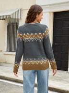 Contrast Round Neck Long Sleeve Sweater (8)