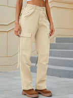 Mid-rise Waist Straight Jeans Pockets