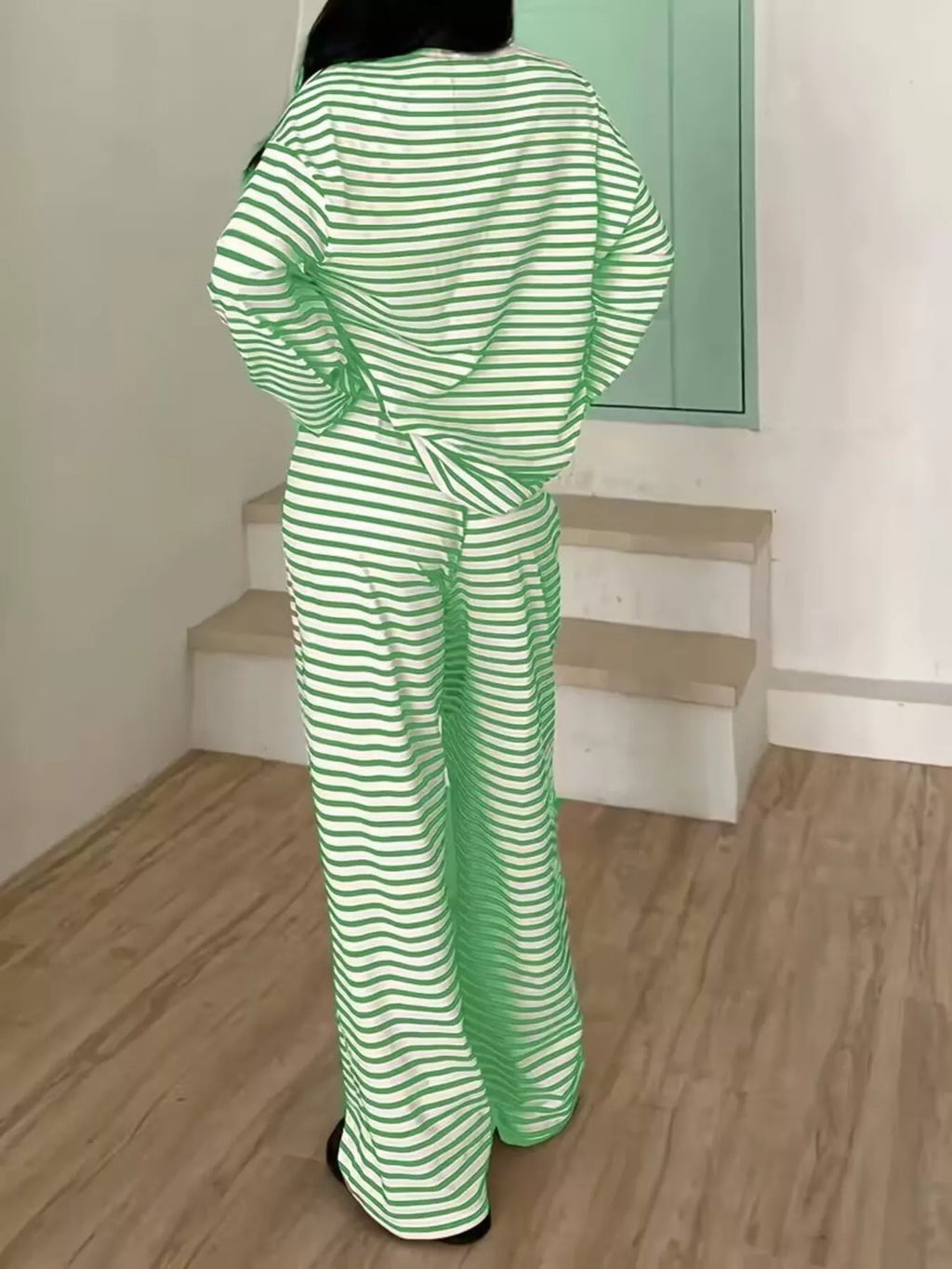 Striped Long Sleeve Top Pants Set (16)