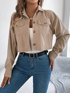 Corduroy Button-up Dropped Shoulder Jacket (16)