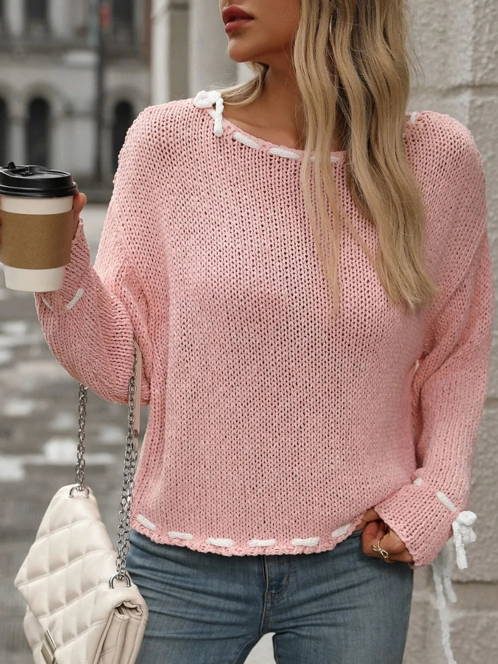 Dropped Shoulder Long Sleeve Sweater (8)