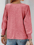 Round Neck Smocked Lantern Sleeve T-shirt (6)