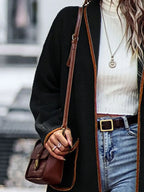 Full Size Contrast Trim Long Sleeve Coat Pockets (6)