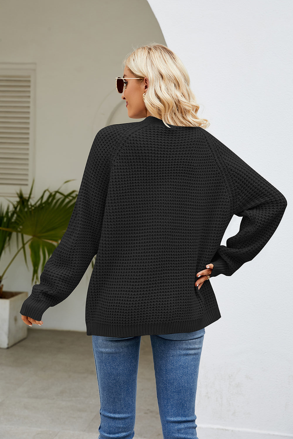 Open Front Long Sleeve Cardigan Pockets (2)