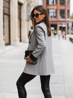 Lapel Collar Long Sleeve Blazer (14)